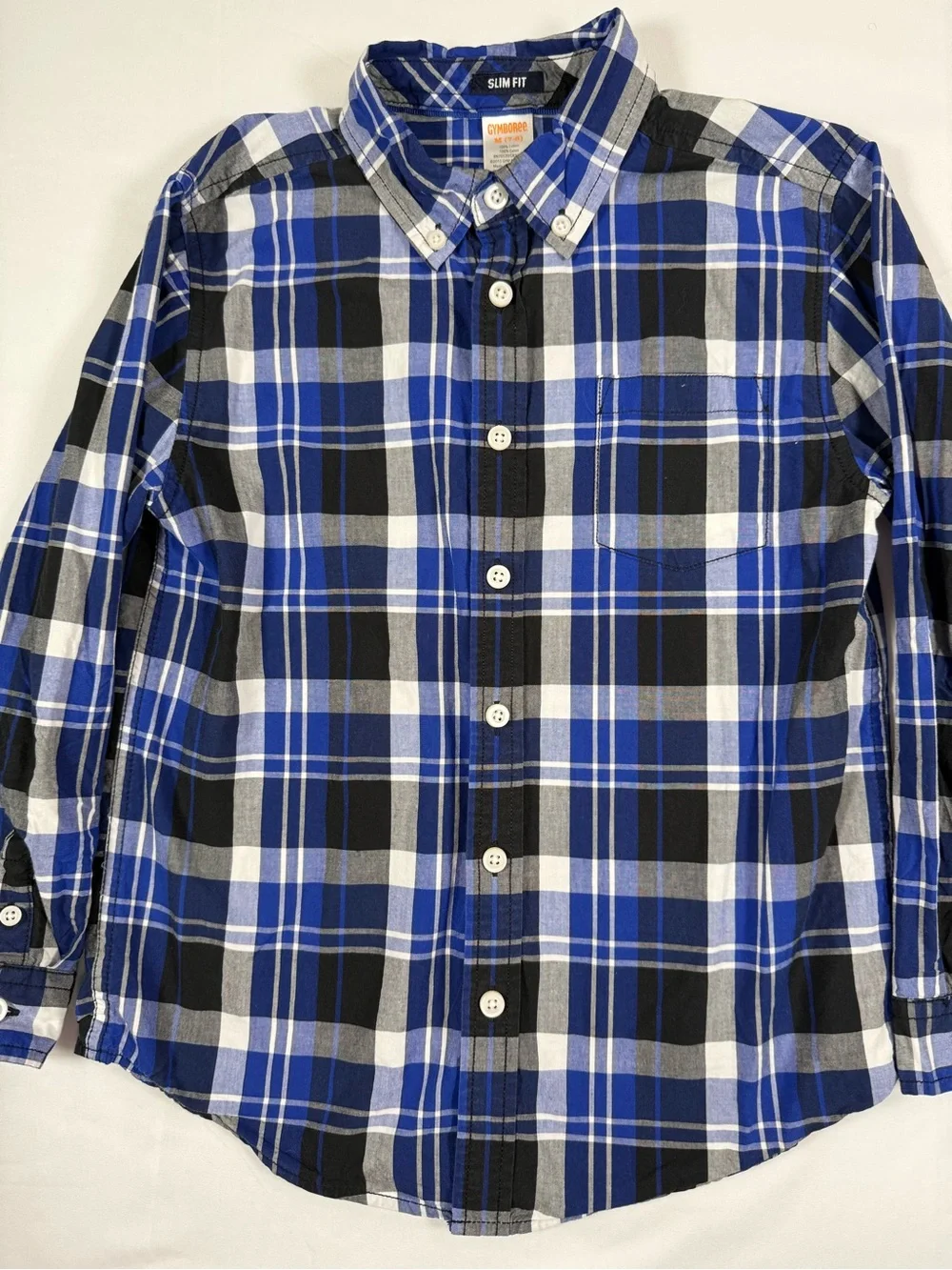 GYMBOREE Boys Plaid Button Up M 7-8 Slim Fit Prep School Classic Preppy Ivy
